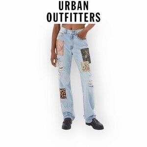 Bohemian Patchwork BDG Urban Outfitters High-Waist Cowboy Jeans size 25